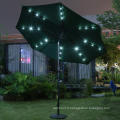 9 &#39;Solar 24 LED Éclairé 8 côtes Ribs Patio Umbrella avec ajustement et système de levage de manivelle